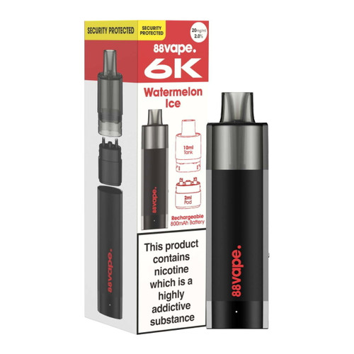 88 Vape - 6k Pre Filled Pod Vape Kit - Watermelon Ice - 20mg