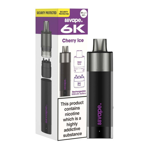 88 Vape - 6k Pre Filled Pod Vape Kit - Cherry Ice - 20mg