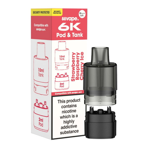Copy of 88 Vape - 6k Replacement Pre Filled Pod - Strawberry Raspberry Cherry Ice - 20mg