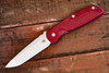 Rick Hinderer Knives FireTac Spanto Stonewash Blade w/ Blue Frame Lock and Red G10 Handle