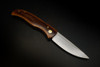 Terry Guinn Knives Friction Folder Drop Point Blade Satin Finish w/ Double Brown Canvas Micarta Handle and Pouch
