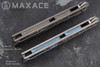 Maxace Knives Shi Butterfly Knife Satin Bowie Blade w/ Titanium Handles and Marble Carbon Fiber Inlays