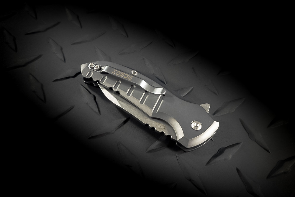 Hogue Knives X1 Microflip Flipper Knife Wharncliffe Blade Stonewash