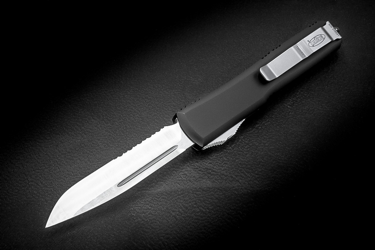Microtech Knives Ultratech S/E OTF Automatic Knife Partially Serrated Satin Blade Contoured