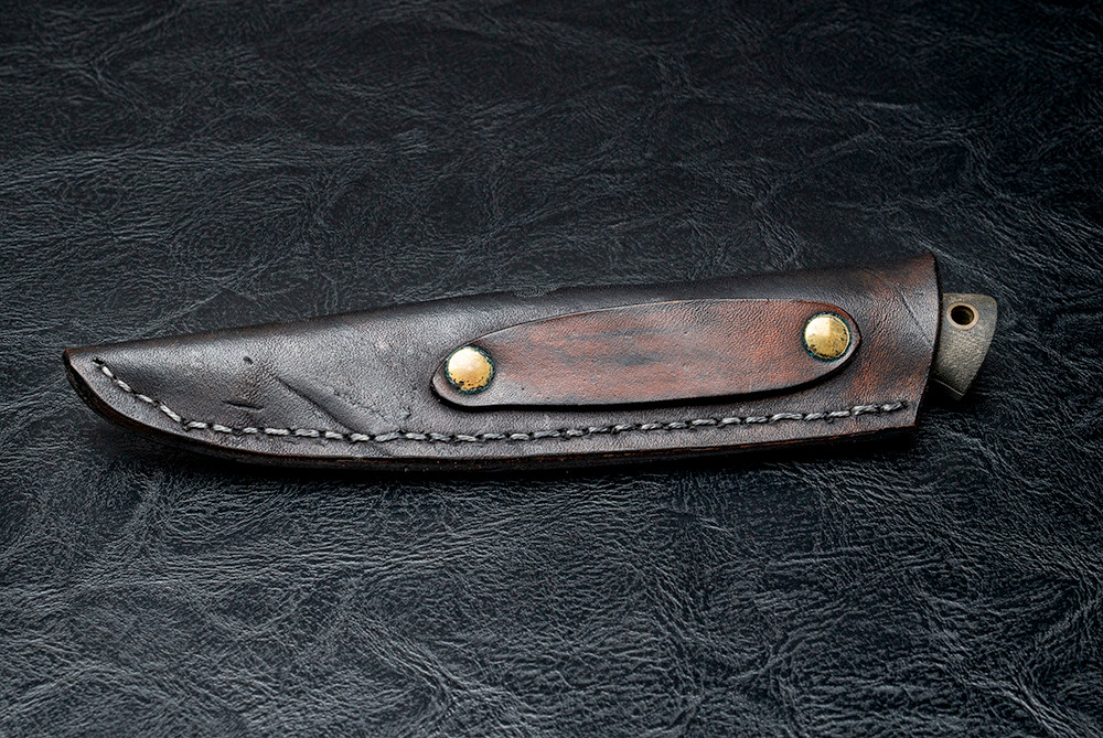 Mike Sanders Custom Fixed Blade Drop Point w/ Micarta Contoured Handles