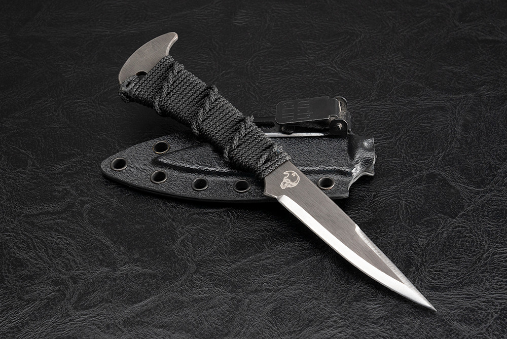 JB Knife and Tool Cord Wrapped Fast Blade Fixed Blade Knife Blackout w