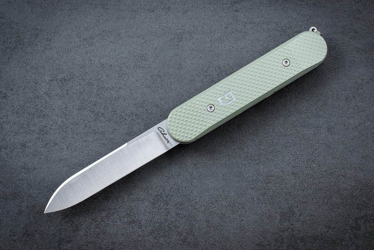 Chuck Gedraitis Switch Army Automatic knife Satin Blade w/ Sage Green Aluminum Handle