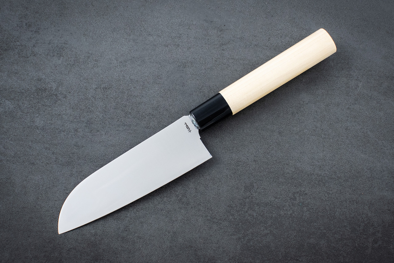 Hattori Western Deba 5.75" Black Buffalo Horn Collar w/ Magnolia Wood Handle