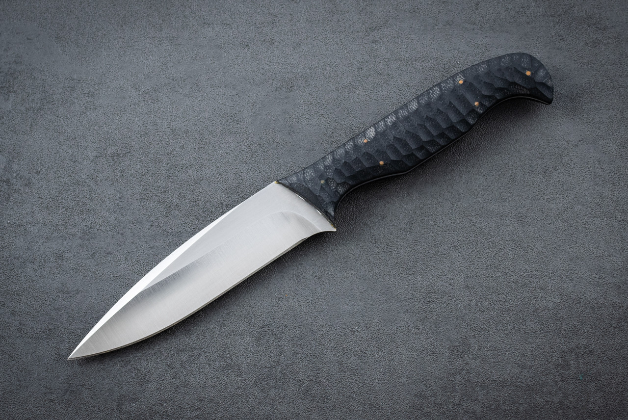 Watson Knives Magni L Fixed Blade Knife Stonewashed Blade w/ Sculpted Black G-10 Handle and Sheath