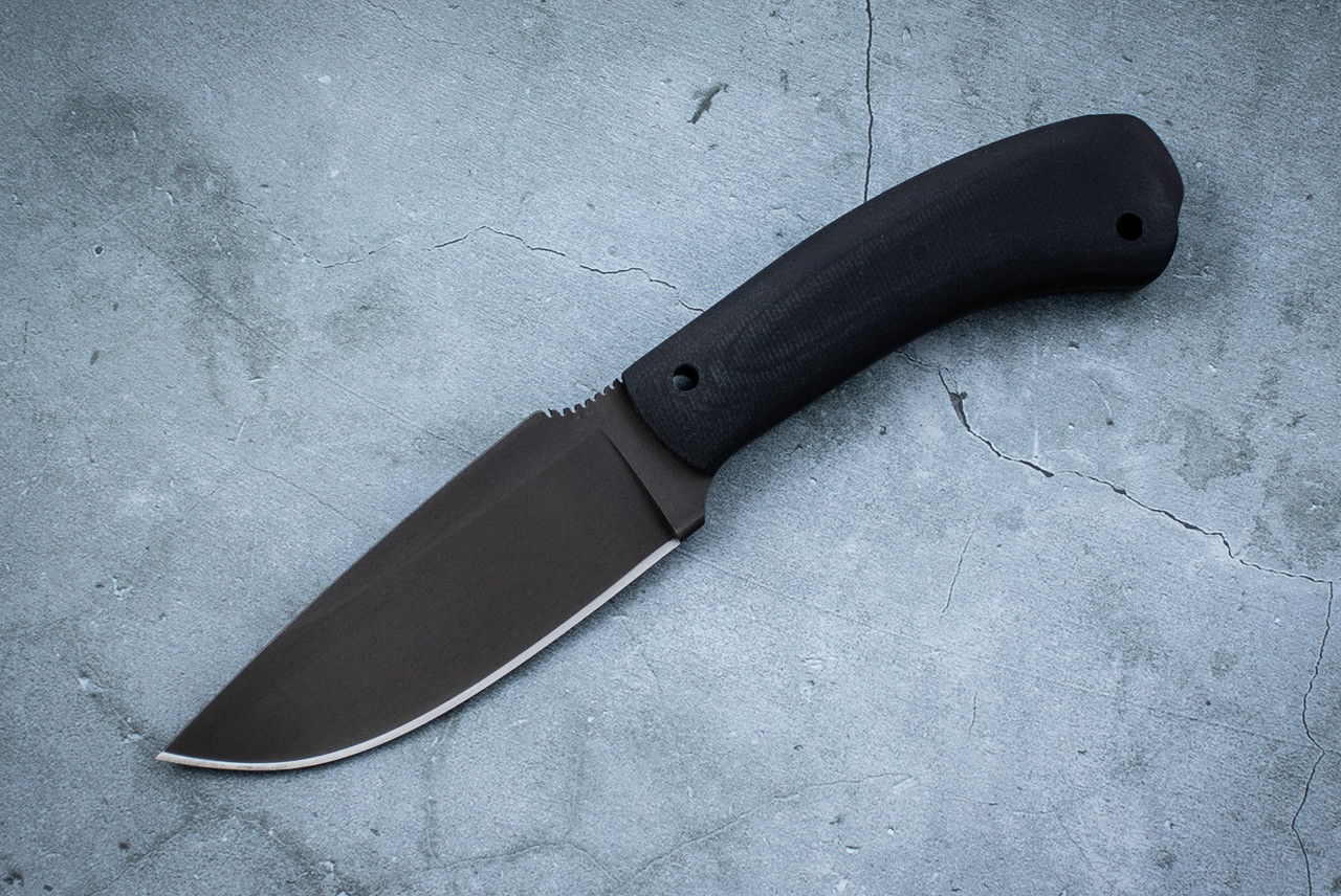 Winkler Knives Woodsman Black Blade w/ Black Laminate Handle and Leather Sheath