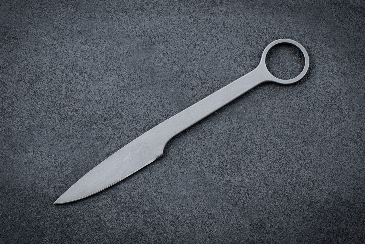 Pat Crawford Hangnail Bird and Trout Fixed Blade Knife Bead Blast Finish w/ Sheath