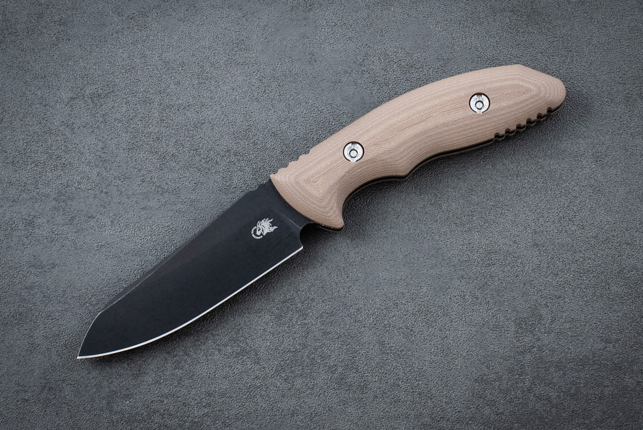 Rick Hinderer Knives Flashpoint Fixed Blade Knife Sheepsfoot MagnaCut Battle Black Blade w/ FDE G-10 Handles and Sheath