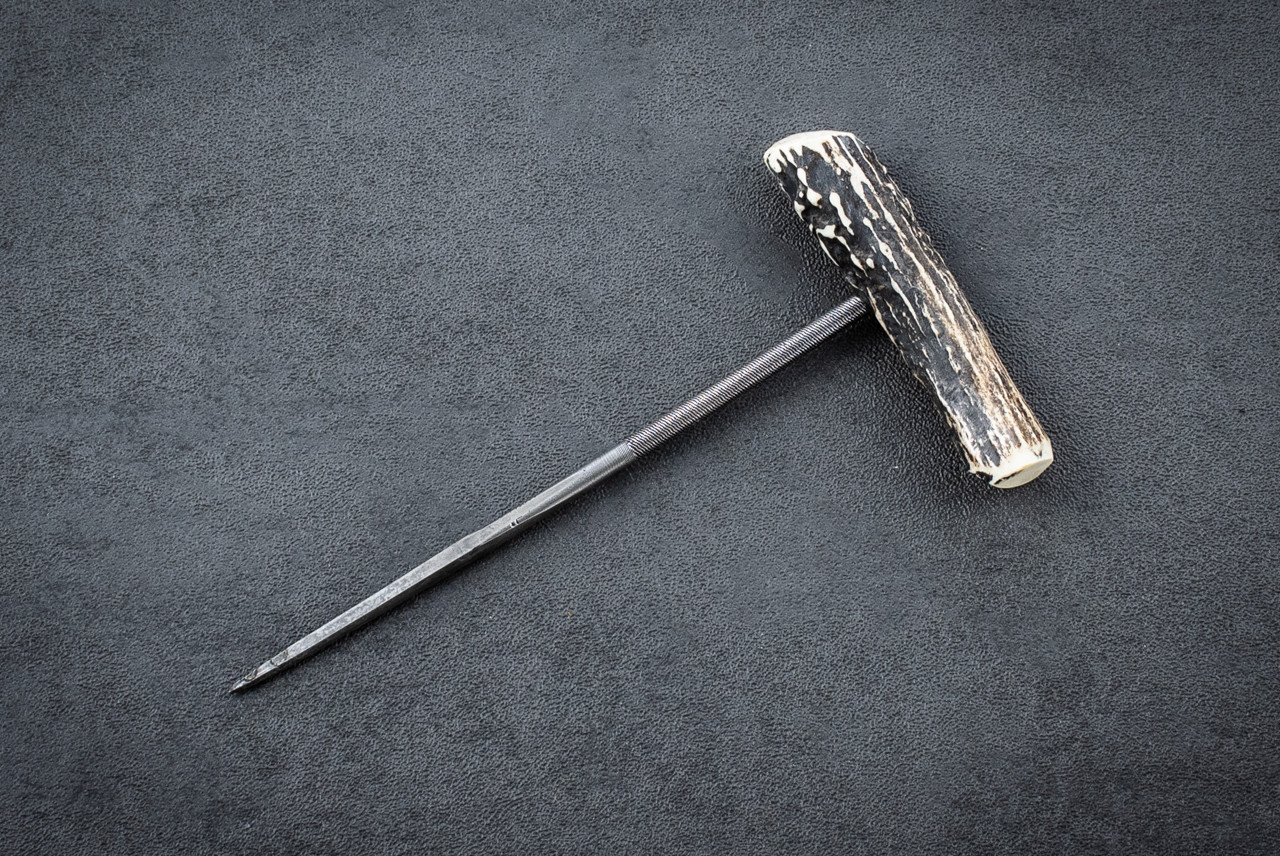 Fred Perrin Concept Custom 4.375" Push Spike w/ Deer Horn Handle and Sheath