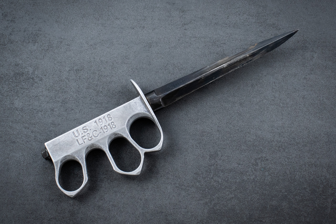 Fred Perrin Concept Custom Trench Knife w/ LF&C 1918 Cast Aluminum Handle and Sheath