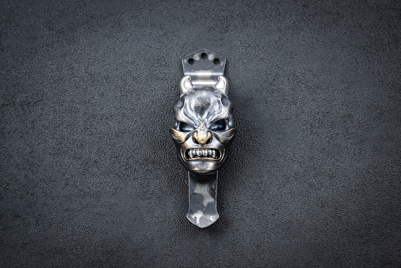 Steel Flame / Emerson Knives Sterling Silver XL Warrior Class Hard Hannya Knife Clip