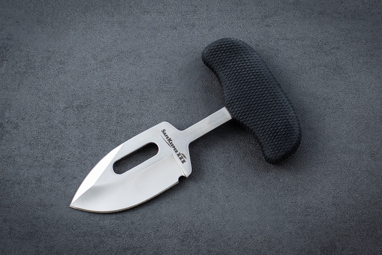 Cold Steel Safe Keeper III Push Dagger Knife Satin Blade With Black Kraton Handle and Sheath