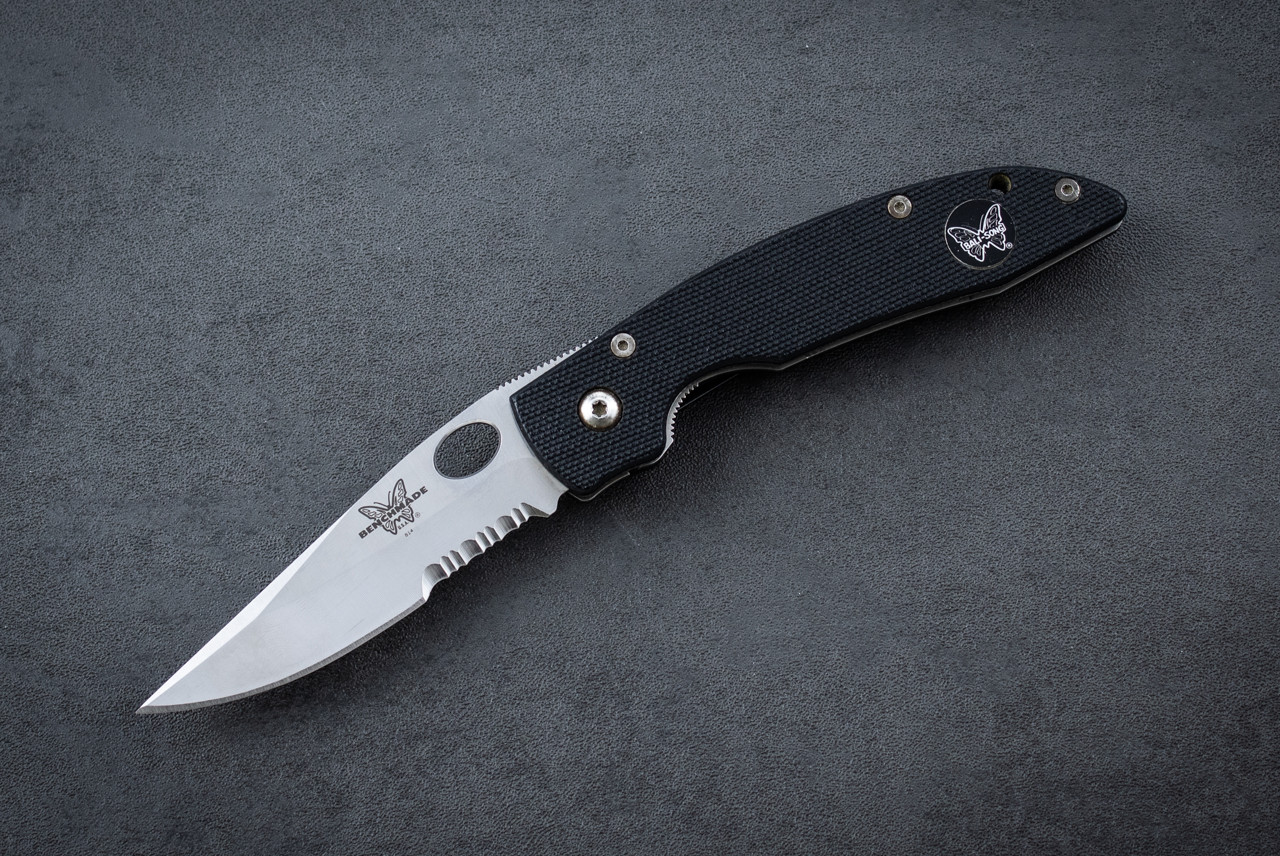 Benchmade Mini AFCK0-II 814S Liner Lock Knife Satin Blade w/ Black G-10 Handles