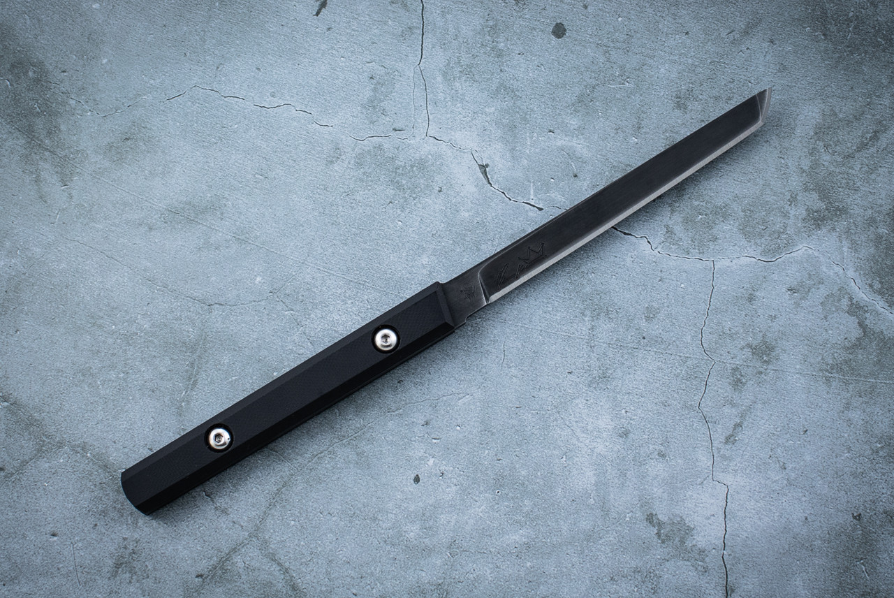 Koens Craft Mini Assassin Black Blade w/ Black G-10 Handles and Sheath