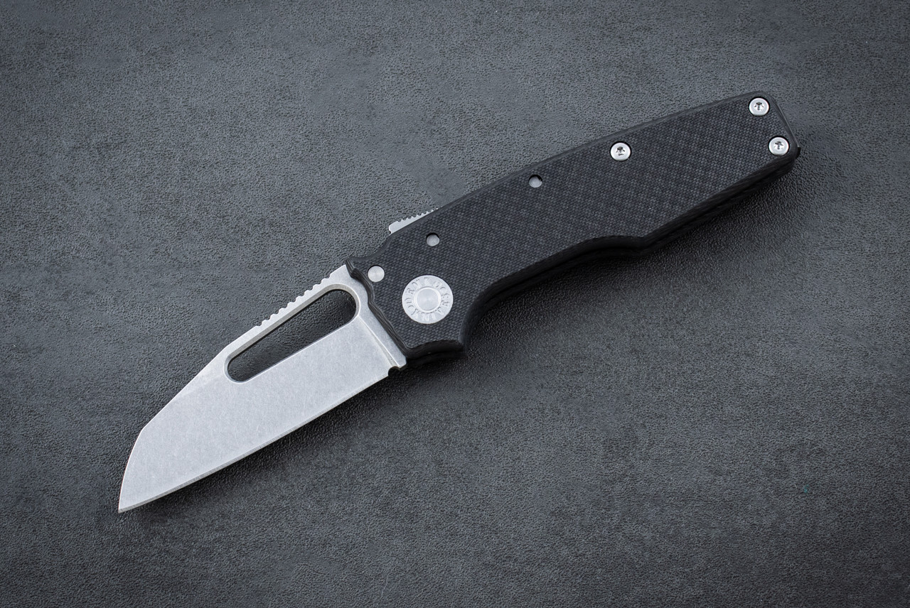 Demko Knives MGAD22 Folding Knife Shark Lock Shark Foot MagnaCut Stonewashed Blade w/ Carbon Fiber Handles