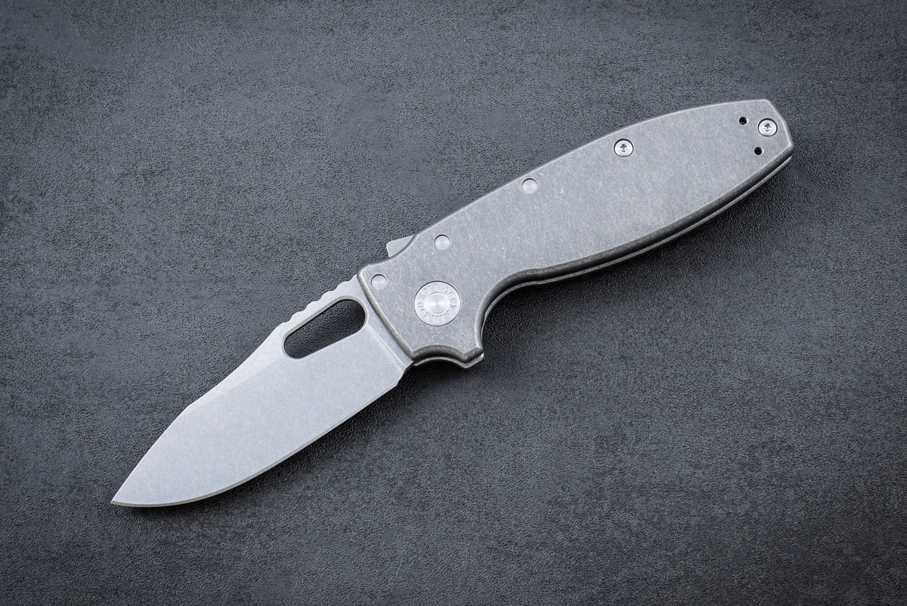 Demko Knives Shark-A-Tac Folding Knife Shark Lock MagnaCut Stonewashed Blade w/ Smooth Titanium Handles - Stand Off