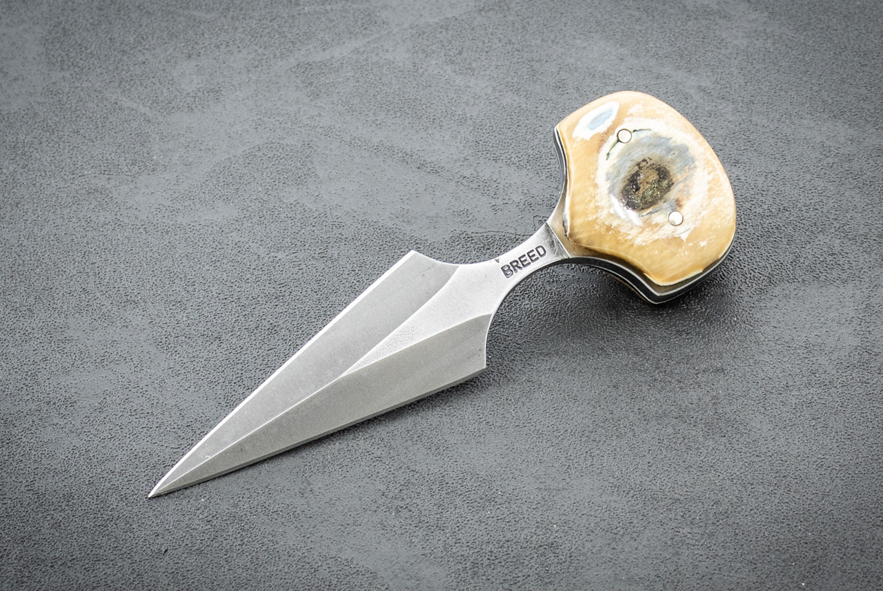 Kim Breed Custom Push Dagger Neck Knife Satin Blade w/ Sheath