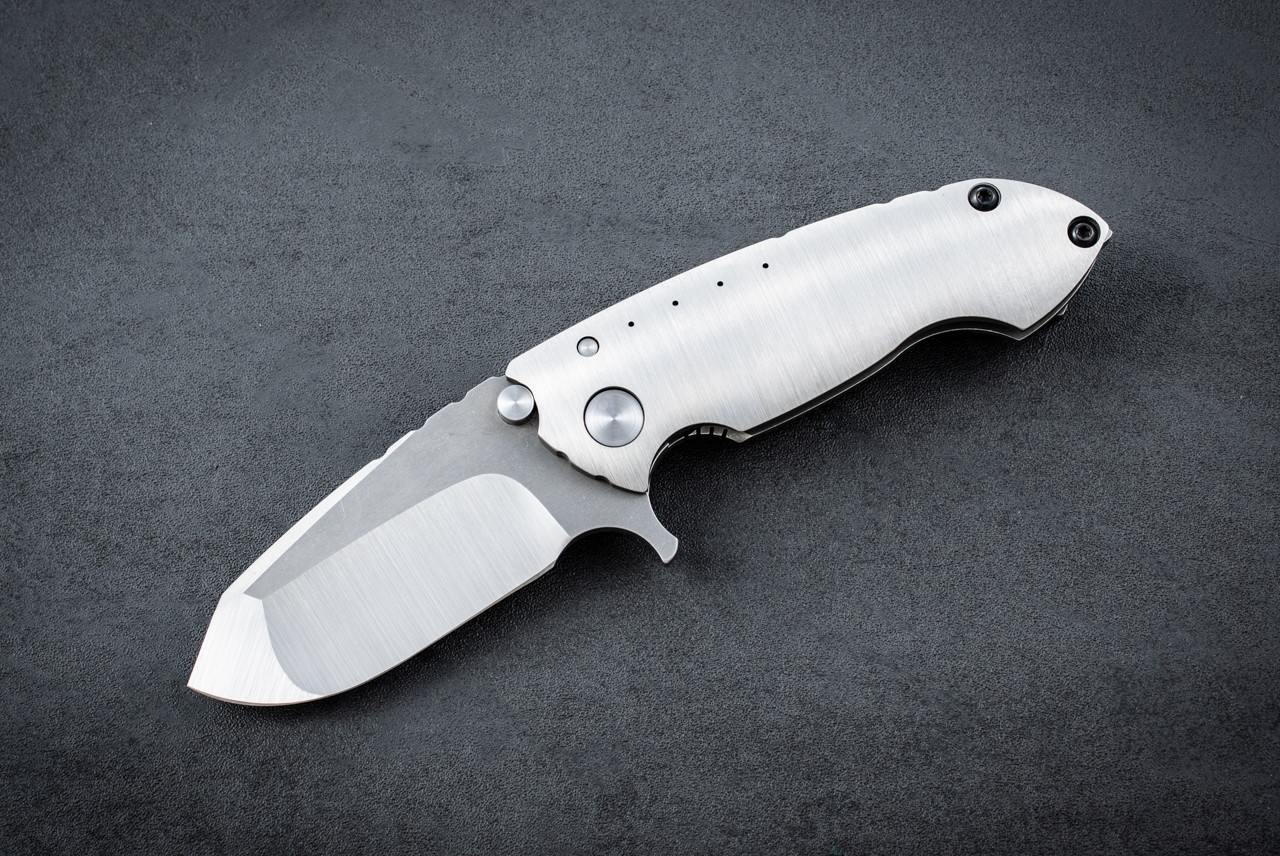 DireWare Custom Solo Frame Lock Flipper Knife Satin Blade and Titanium Handle