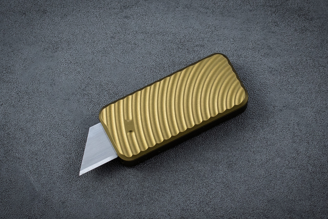 Rivery MFG CadLabCNC Collaboration Zero Utility Knife USA Made Original Pattern Olive Drab Anodized Aluminum Handle w/ Lanyard Hole