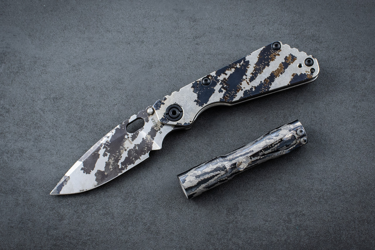 Strider Knives x CWF Custom Flashlights Collab Titanium Digi Camo SnG and Mini Arc 