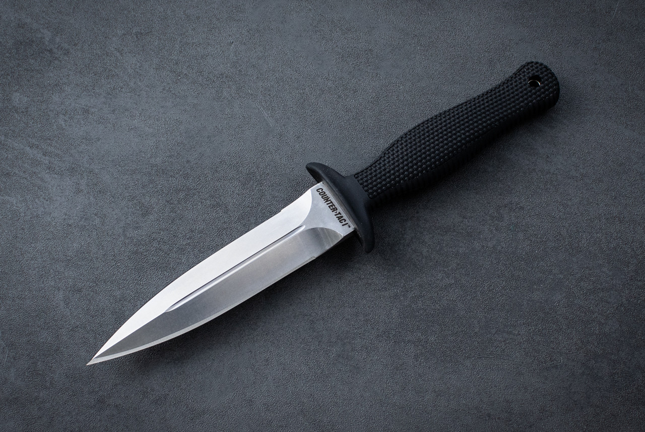 Cold Steel Counter TAC I Boot Knife VG-1 Polished Blade w/ Black Kraton Handle and Sheath - 10BCJ1