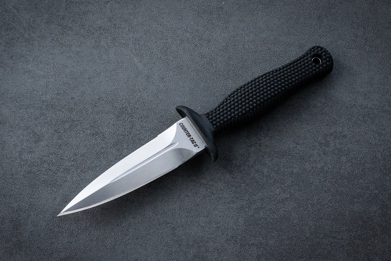 Cold Steel Counter TAC II Test Production Boot Knife Polished Blade w/ Black Kraton Handle and Sheath