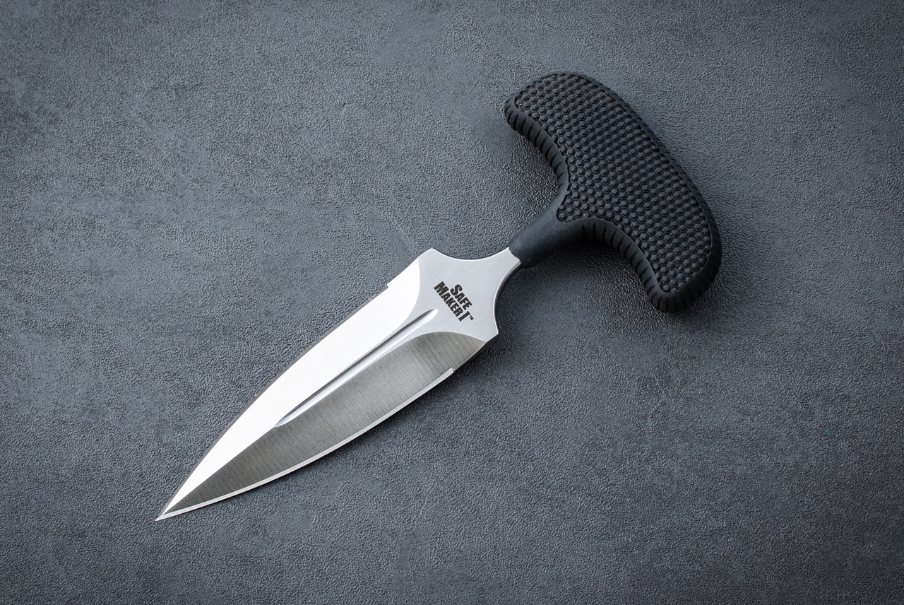 Cold Steel Safe Maker I Push Dagger Polished Blade w/ Black Kraton Handle and Sheath - 12BS