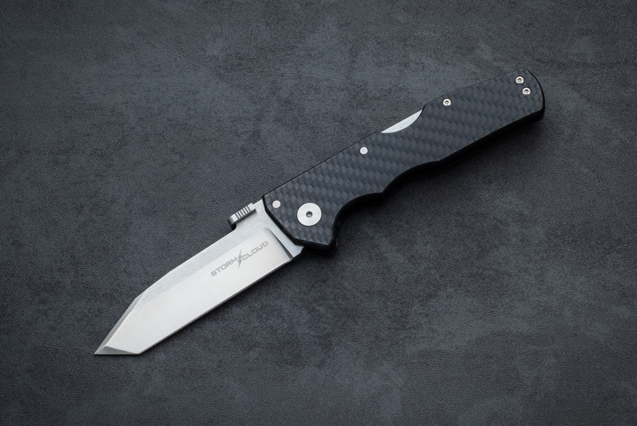Cold Steel Storm Cloud Tri-Ad Lock Knife Satin Blade w/ Black G-10 Handles and Carbon Fiber Overlays - 21TU