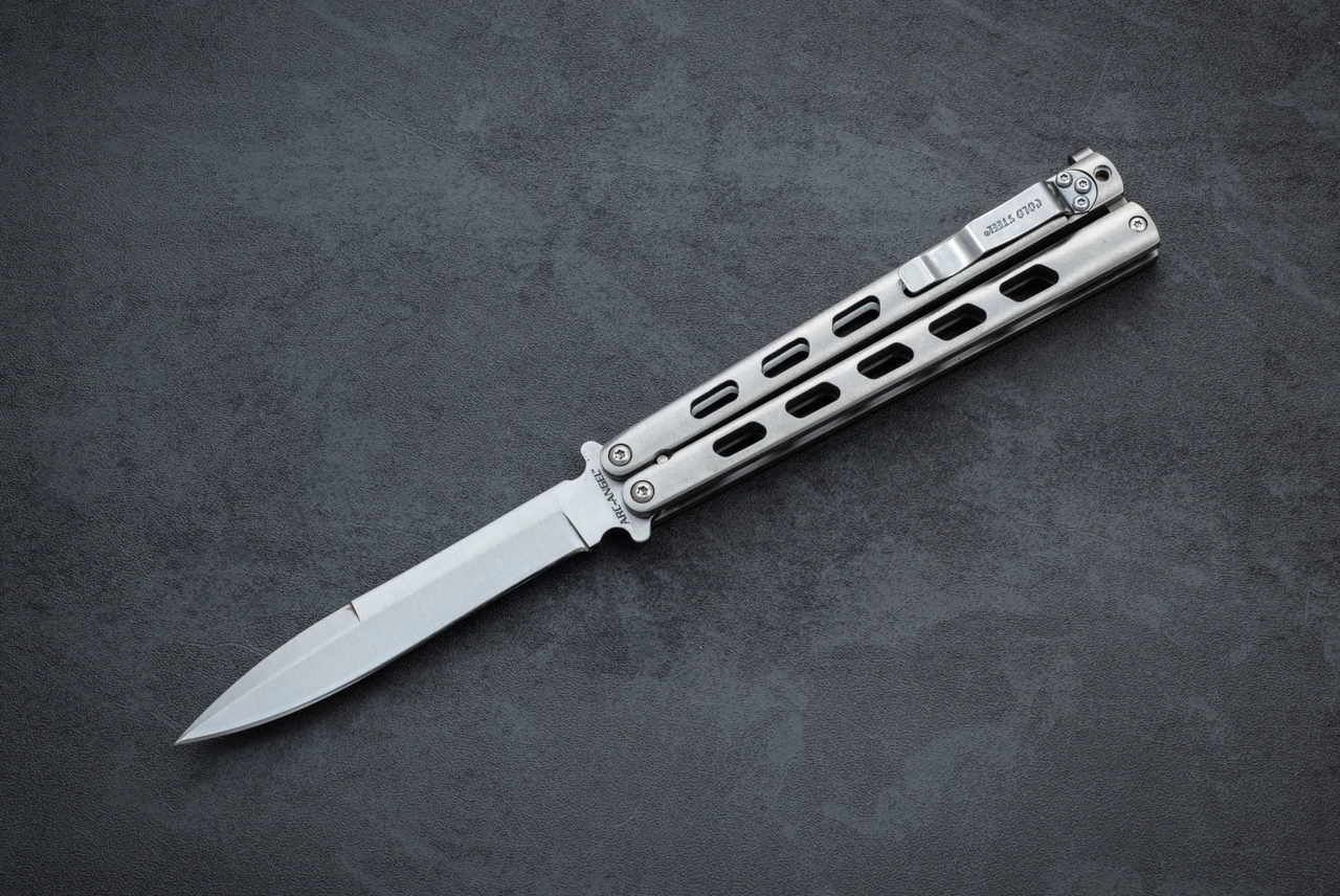 Cold Steel Arc Angel Butterfly Knife Spear Point Hand Polished w/ Skeletonized Titanium Handles - 96BSS