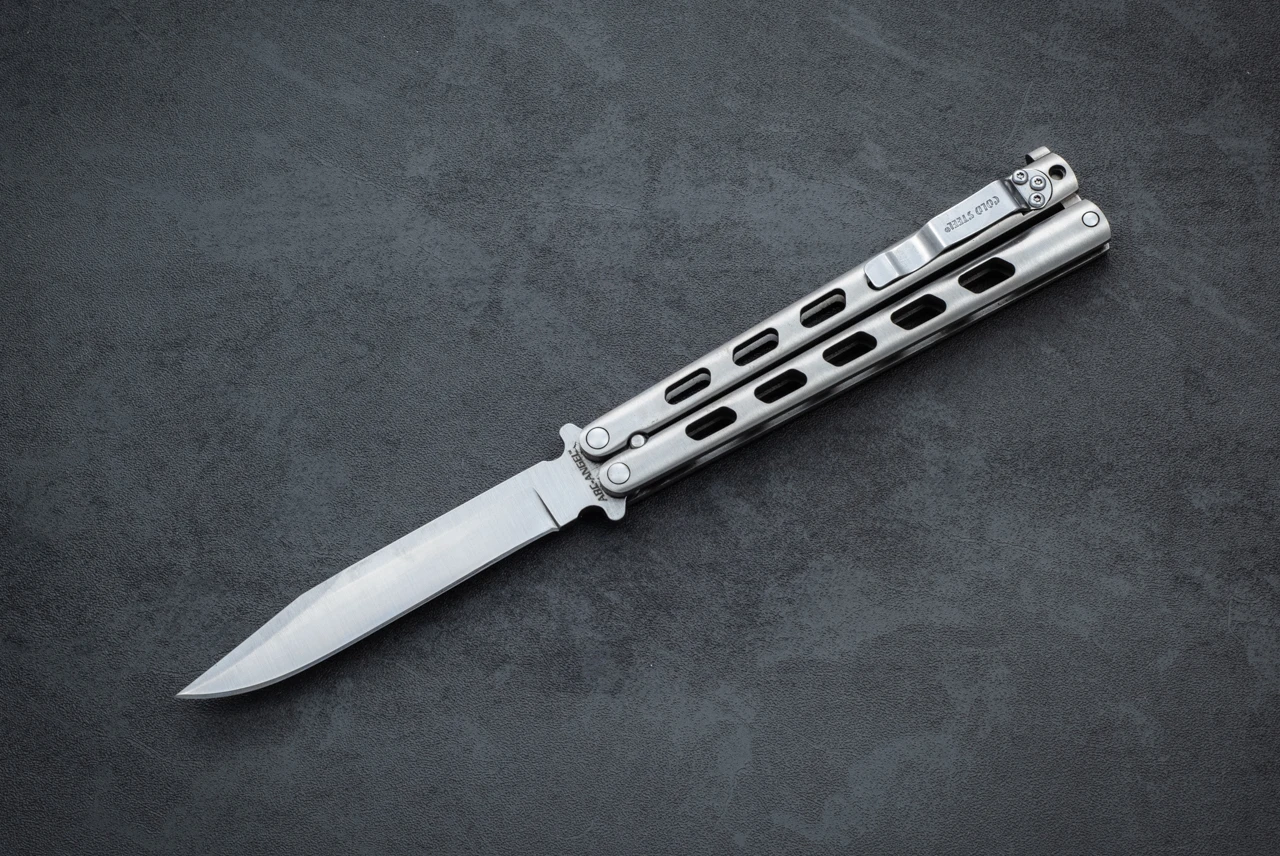 Cold Steel Arc Angel Butterfly Knife Clip Point Hand Polished w/ Skeletonized Titanium Handles - 96BSC
