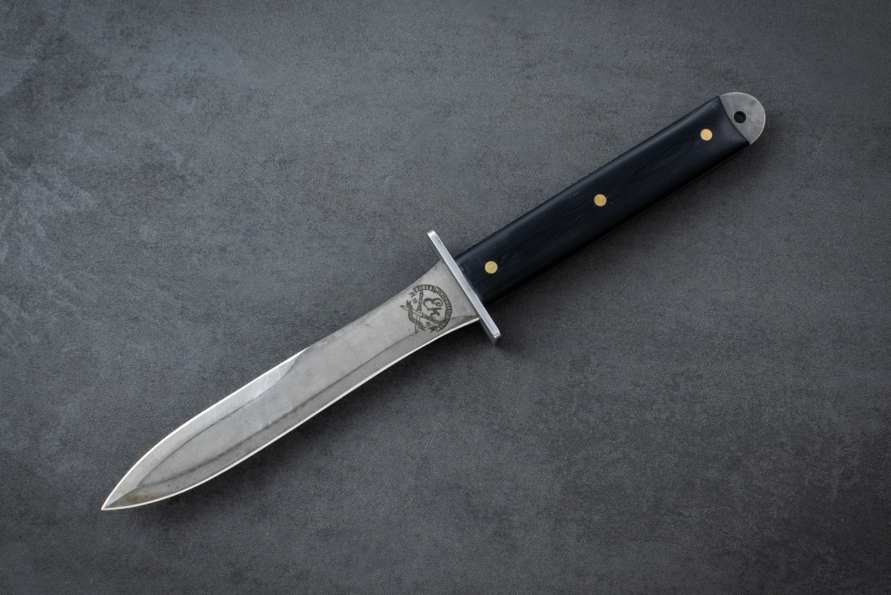 EK Knives FS Fighting Knife Dagger Fixed Blade Bead Blast Finish w/ Black Maple Handle and Sheath