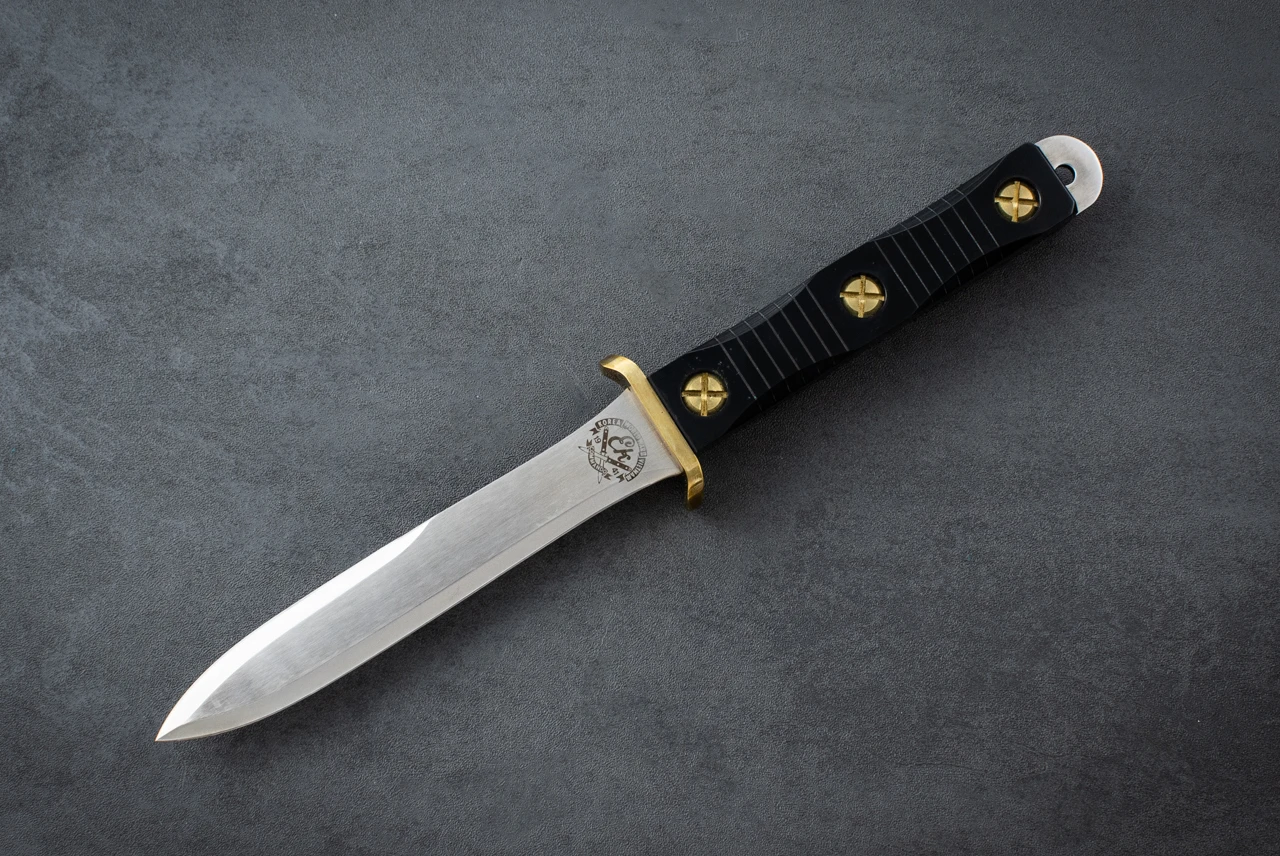 EK Knives FS Fighting Knife Dagger Fixed Blade Satin Finish w/ Black Micarta Handle and Sheath