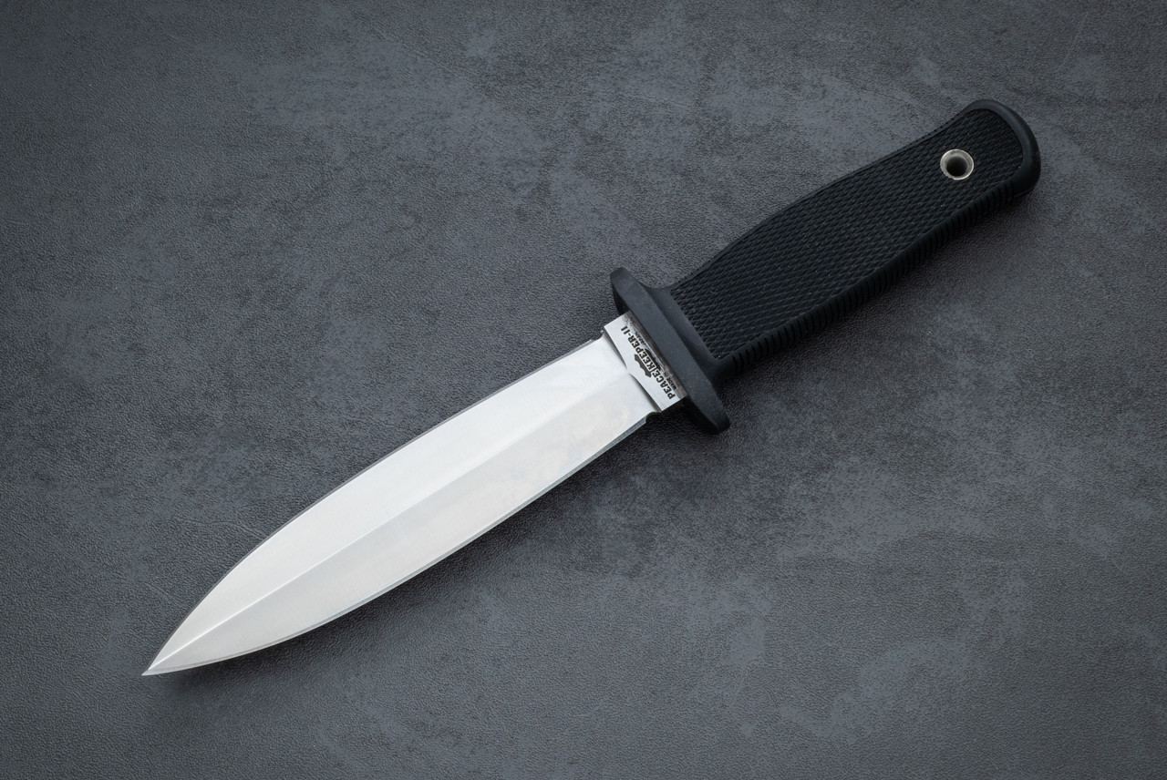Cold Steel Peace Keeper II Fixed Blade Dagger Satin Blade w/ Black Kraton Handle and Sheath - 10BT