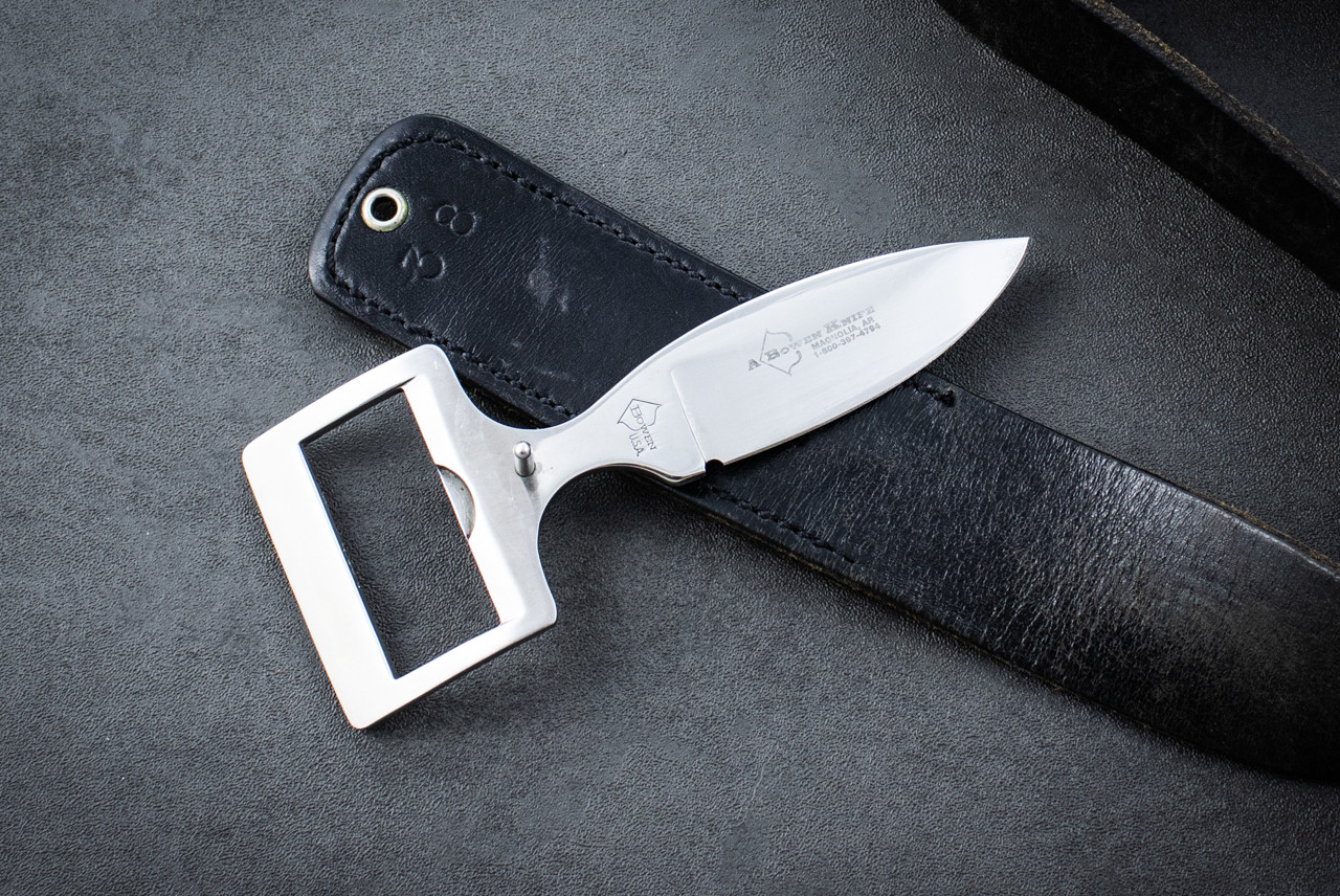 Bowen USA Belt Buckle Knife w/ Leather Belt