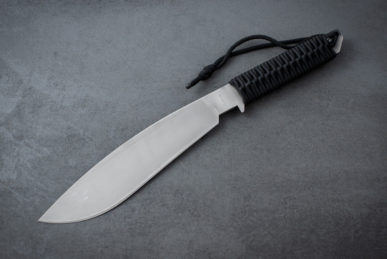 Strider Knives PAB Fixed Blade Bead Blast Finish w/ Black Paracord Wrapped Handle and Sheath