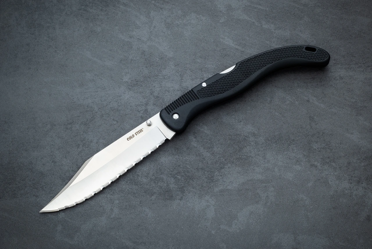 Cold Steel X2 Voyager Folding Knife Satin Serrated Blade w/ Black Zytel Handle - 29XXCS