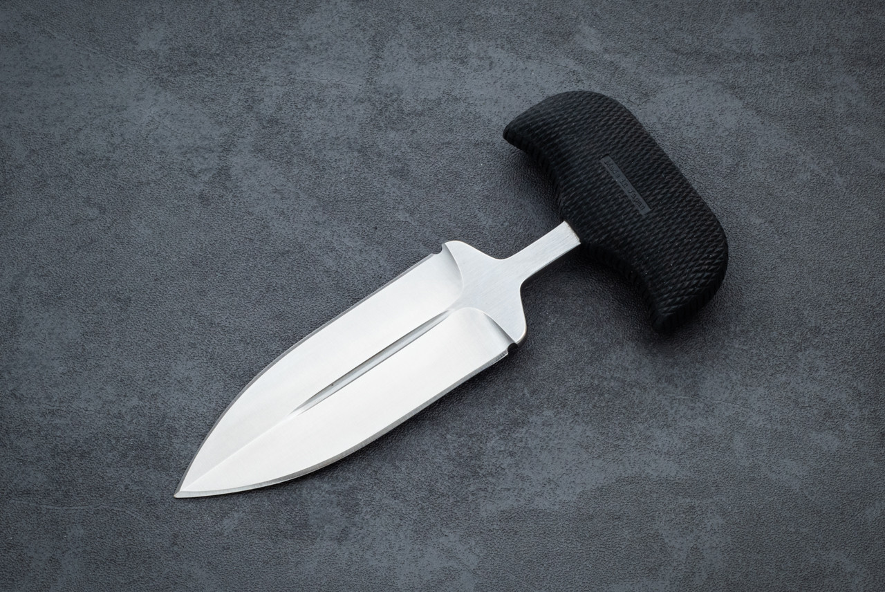 Cold Steel Defender I Push Dagger Knife Satin Blade w/ Black Kraton Handle and Leather Sheath - 12D