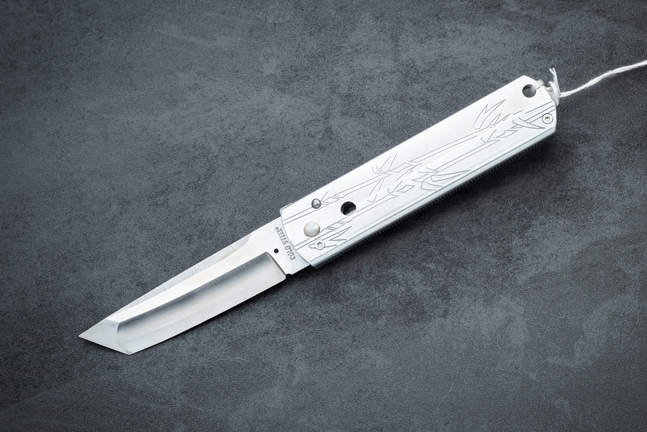 Cold Steel Triple Action Sample Folding Knife Tanto Satin Blade and Aluminum Handle - Lever Spring Screw