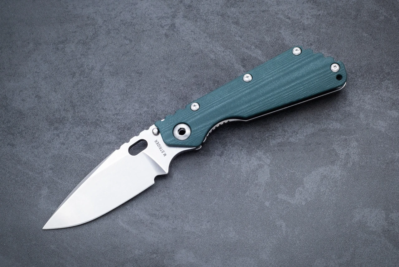 Strider Knives SMF CC Folding Knife MagnaCut Stonewash Blade w/ Smooth Forest Green G-10 Handle
