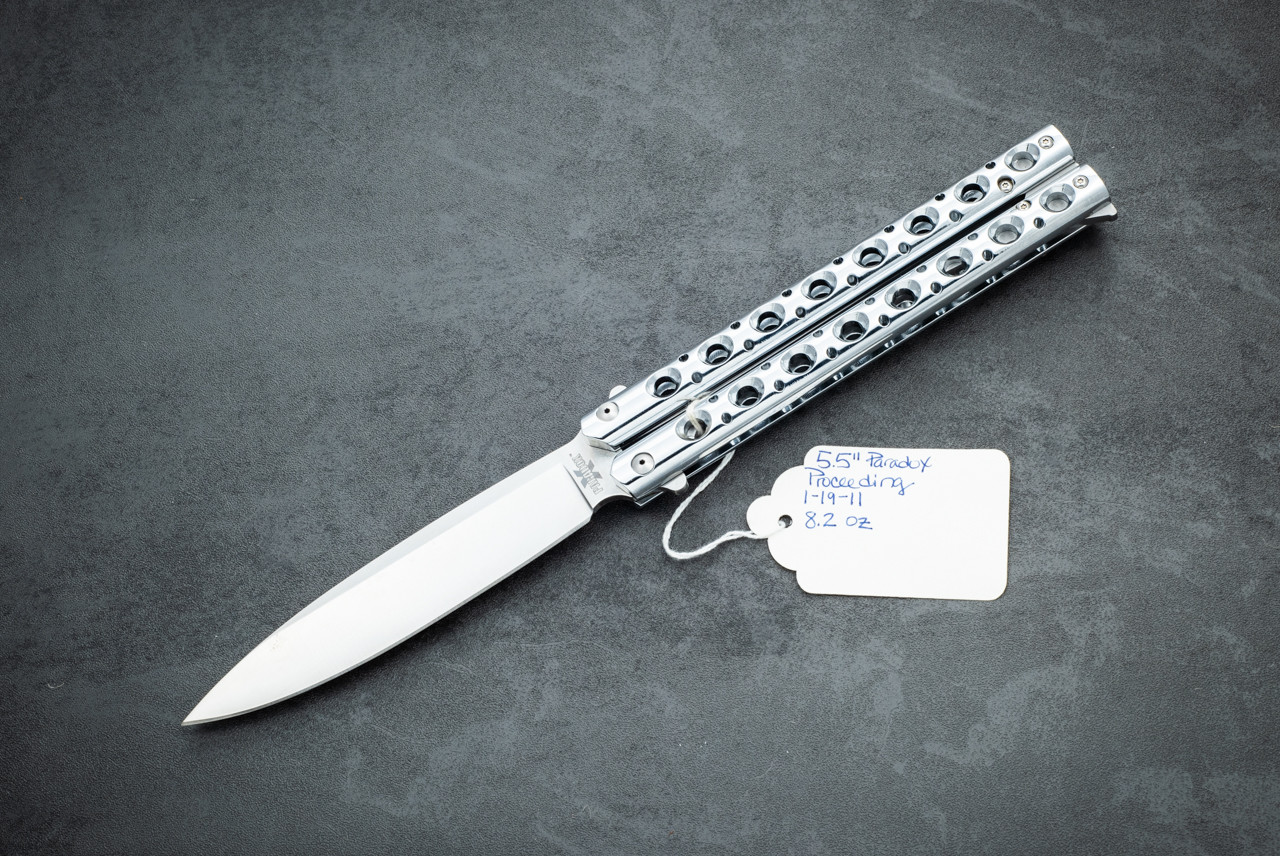 Cold Steel Paradox 5.5 Butterfly Knife (Two Handed Opener) Satin Finish w/ Skeletonized Aluminum Handles - 24PA