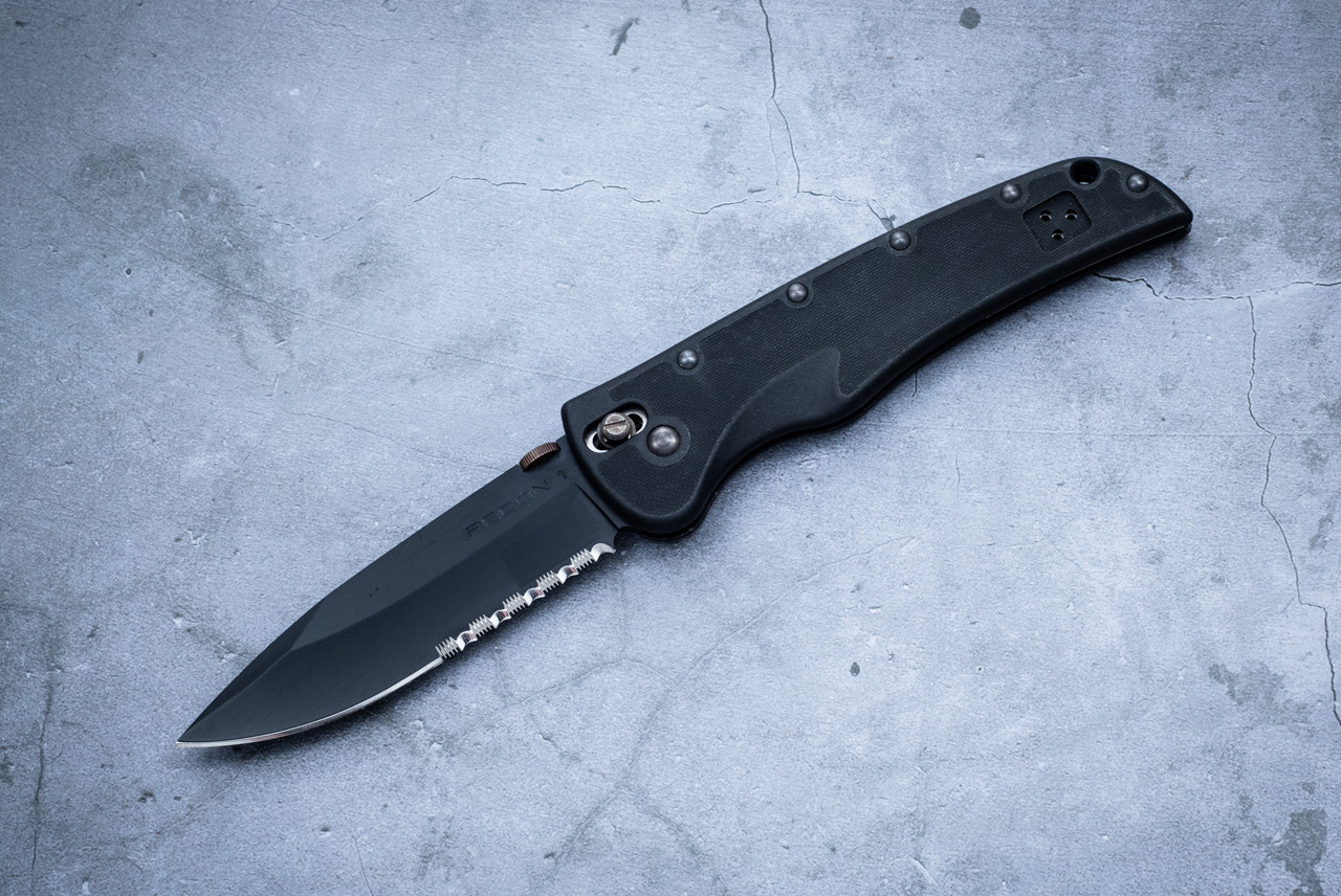 Cold Steel Recon 1 Folding Knife Spear Point Black Blade Partially Serrated w/ Black Zytel Handles - 27LS