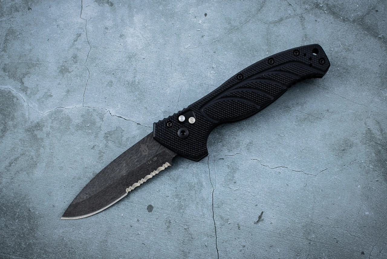 Gerber Auto Emerson Alliance Automatic Knife Black Blade w/ Black Aluminum Handle - 22-07158