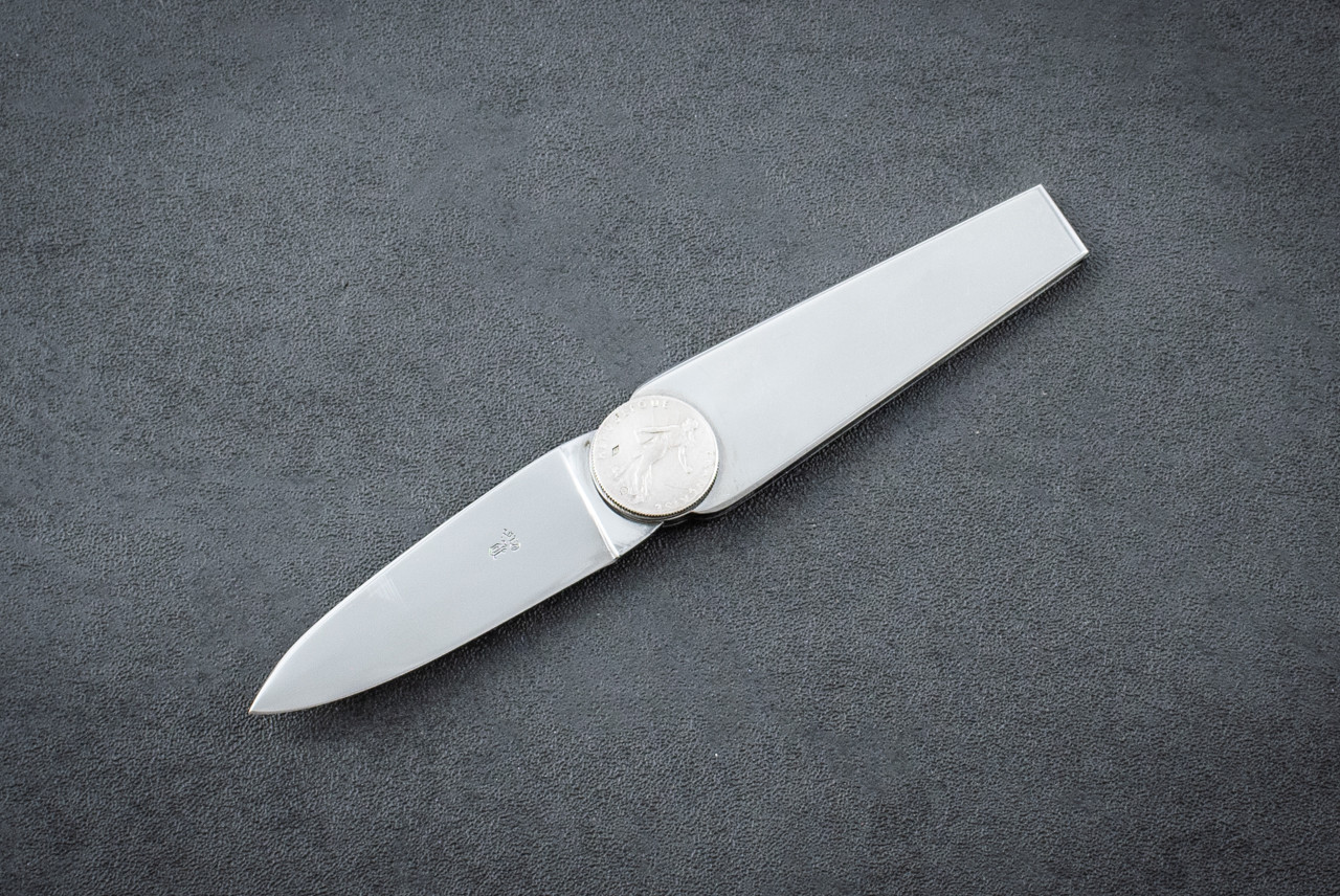 Eloi Pernet Folding Pocket Knife Polished Blade and Stainless Steel Handle w/ Pouch