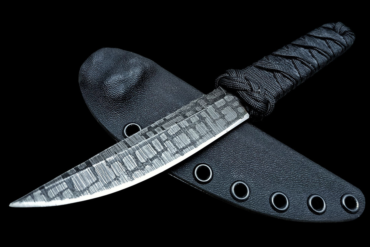Ecos Knives 9" Custom Kwaiken Fixed Blade with Black Paracord Turks Head Wrap