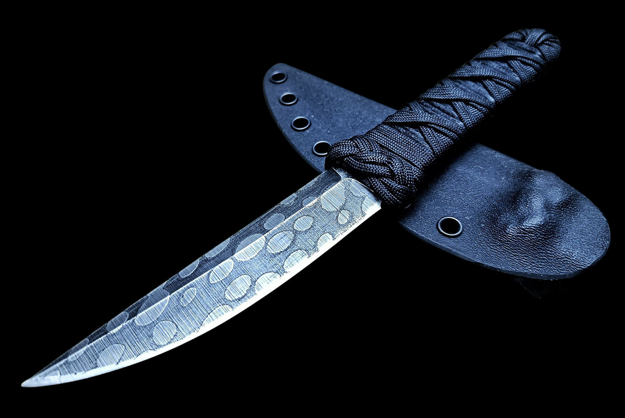 Ecos Knives 9" Custom Kwaiken Fixed Blade with Black Paracord Turks Head Wrap