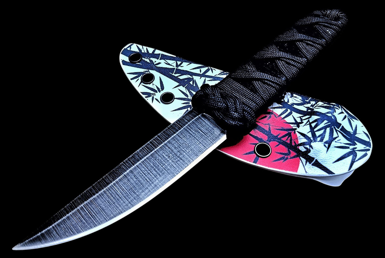 Ecos Knives 9" Custom Kwaiken Fixed Blade Black wrap with Turks Head 